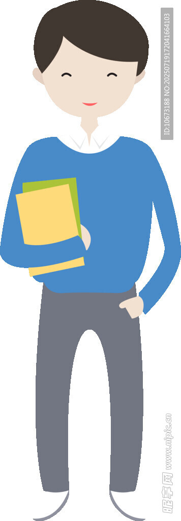 手持书本的卡通男孩形象