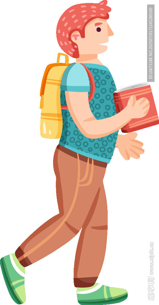 背着书包上学的男孩