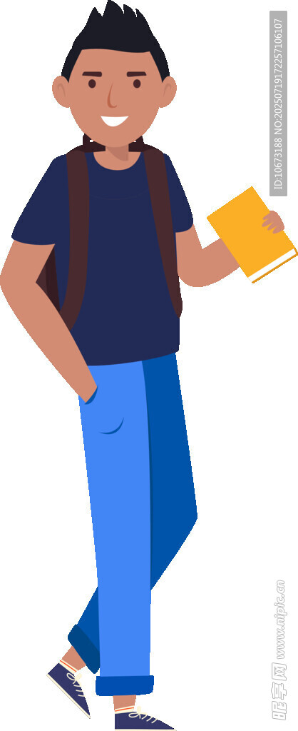 手持书本的活力男孩