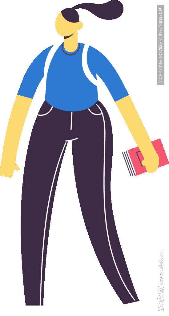 活力女孩手持书本前行