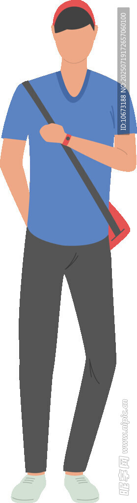 穿蓝色上衣的男子形象
