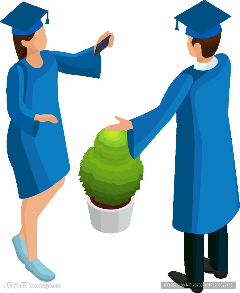 毕业生交接绿植场景