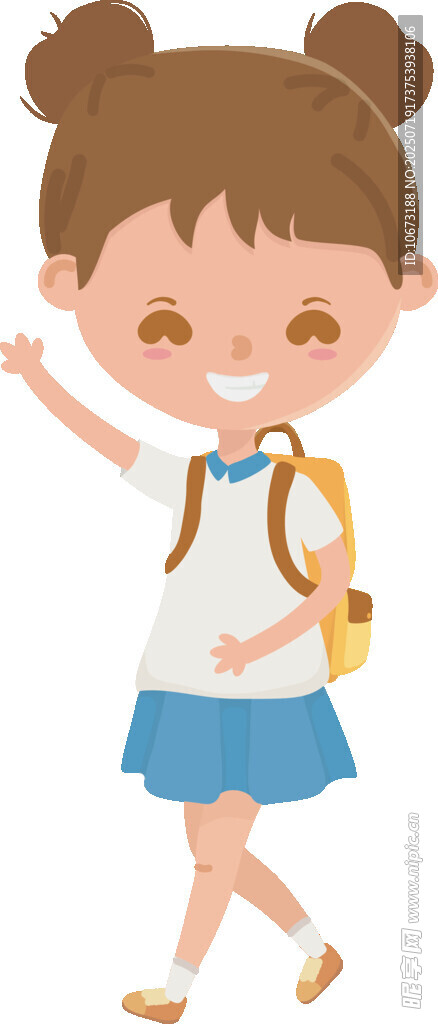 背着书包的快乐小女孩