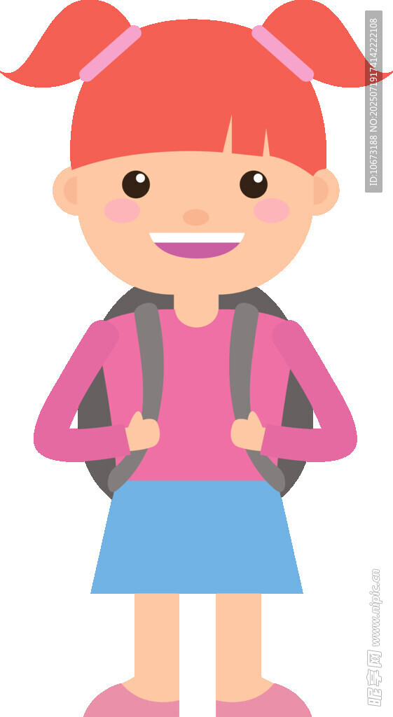 背着书包的可爱小女孩