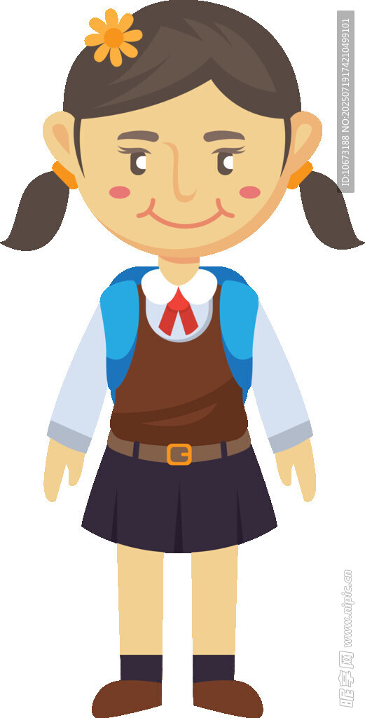可爱双马尾校服小女孩