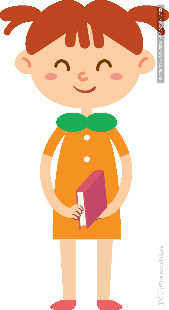 手持书本的可爱小女孩