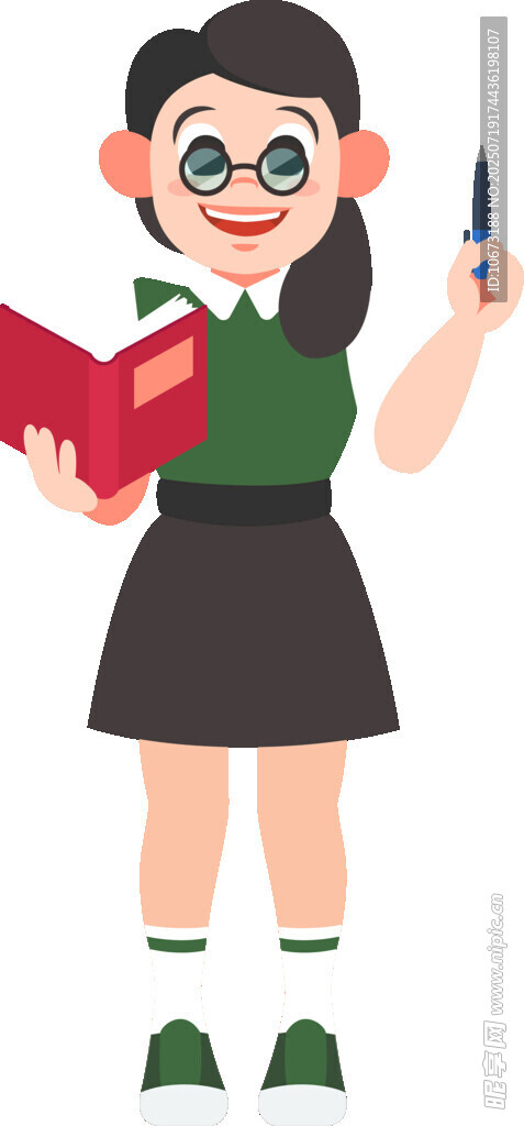 手持书本的俏皮女孩