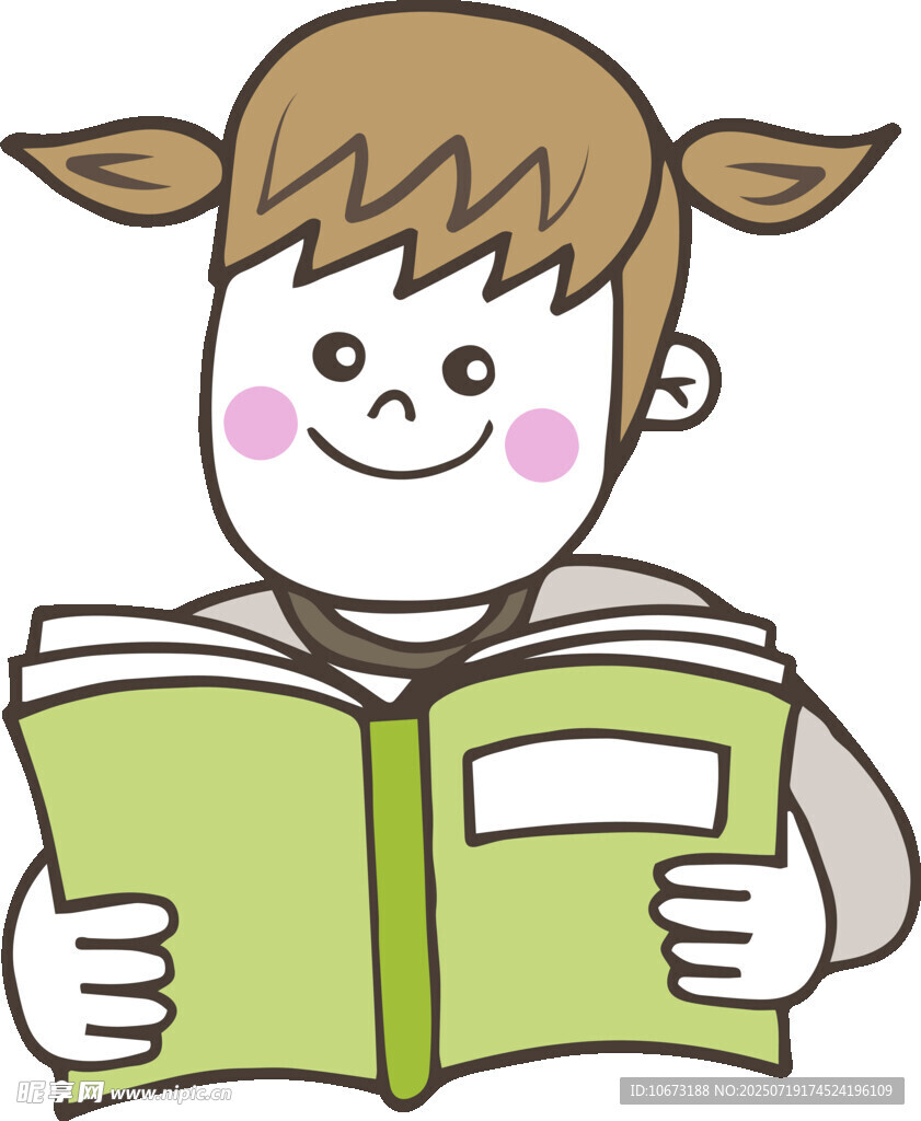小女孩专注阅读书籍