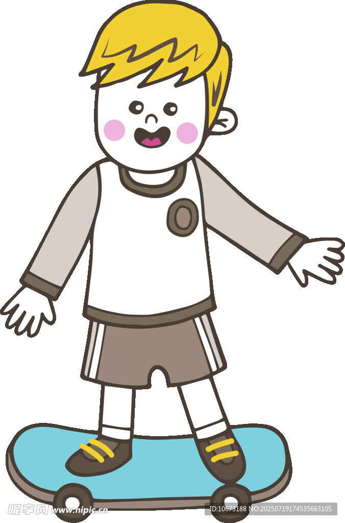 男孩快乐玩滑板