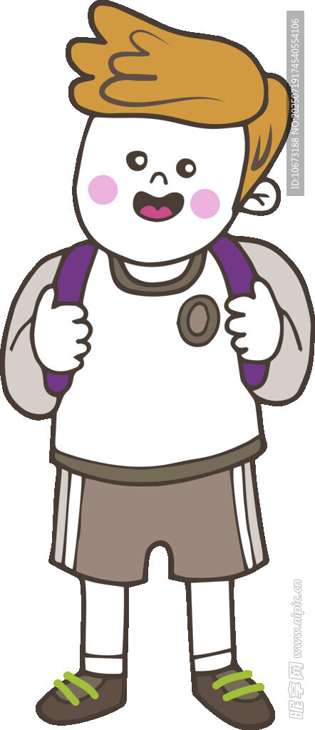 背着书包的可爱小男孩