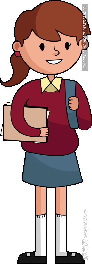 背着书包的可爱女学生