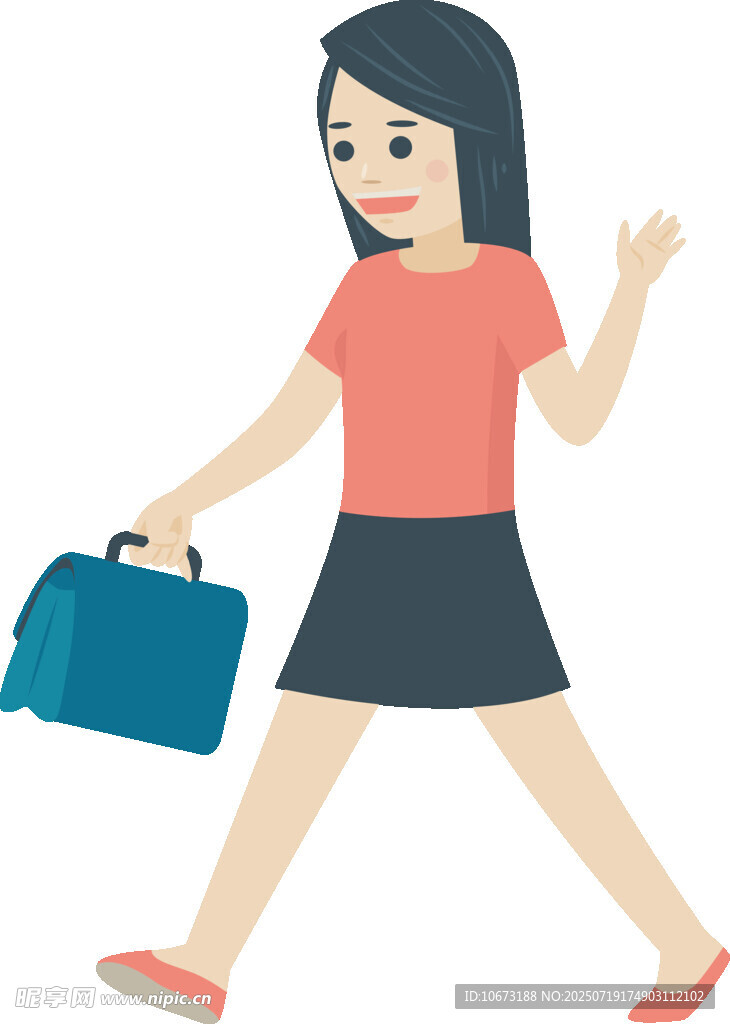 职场女性手提公文包前行