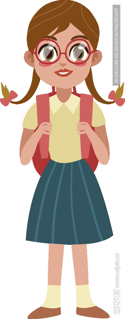 背着书包的可爱女学生