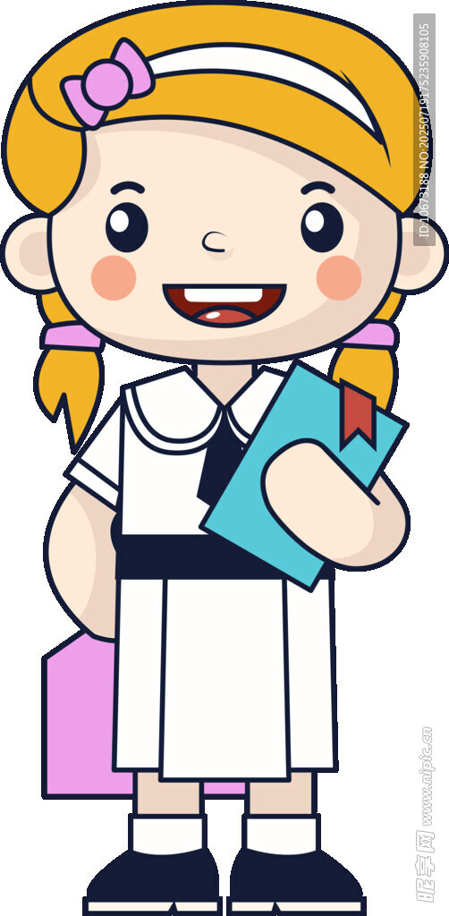 背着书包的可爱小女孩