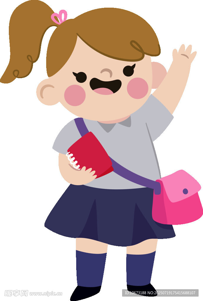 背着书包的可爱小女孩