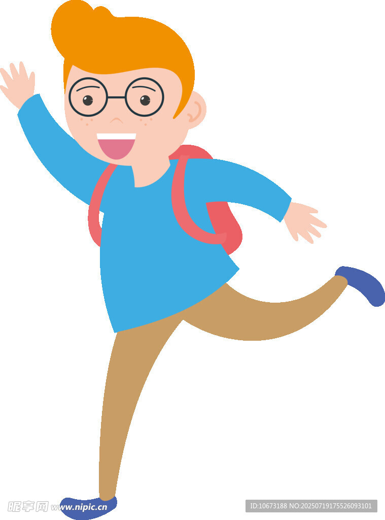 快乐上学的小男孩