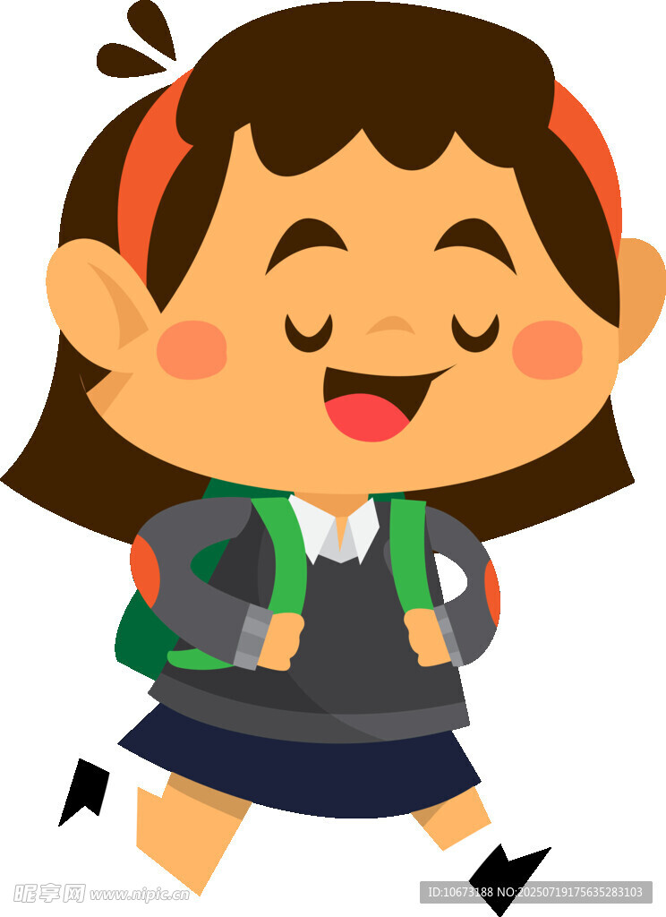 快乐上学的小女孩