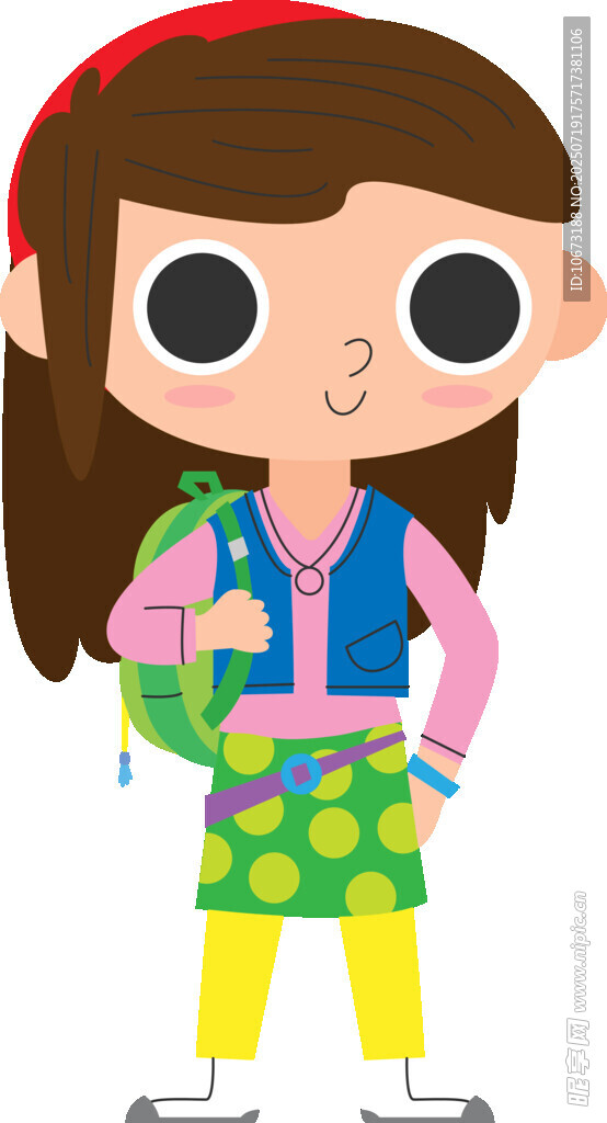 背着书包的可爱卡通女孩