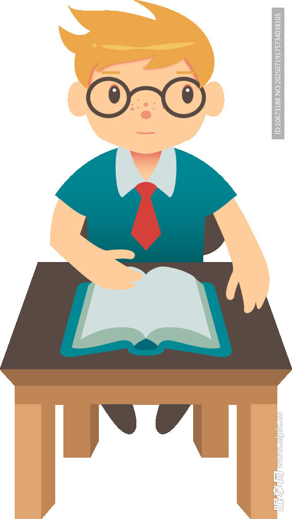 男孩专注读书于课桌前