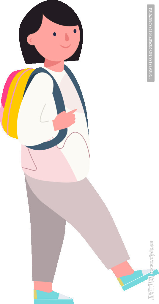 背着书包的上学女孩