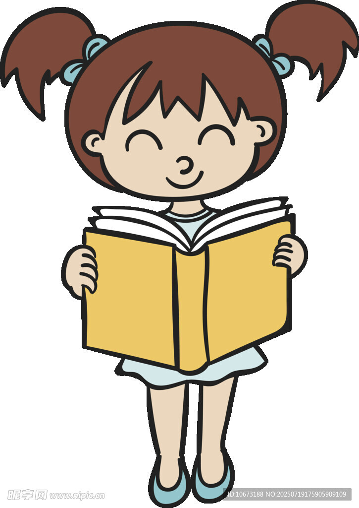 小女孩开心阅读书籍