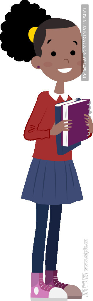 手持书本的快乐小女孩