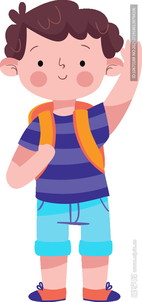 背着书包的可爱小男孩