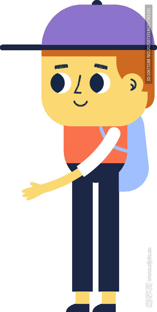 背着书包的卡通男孩