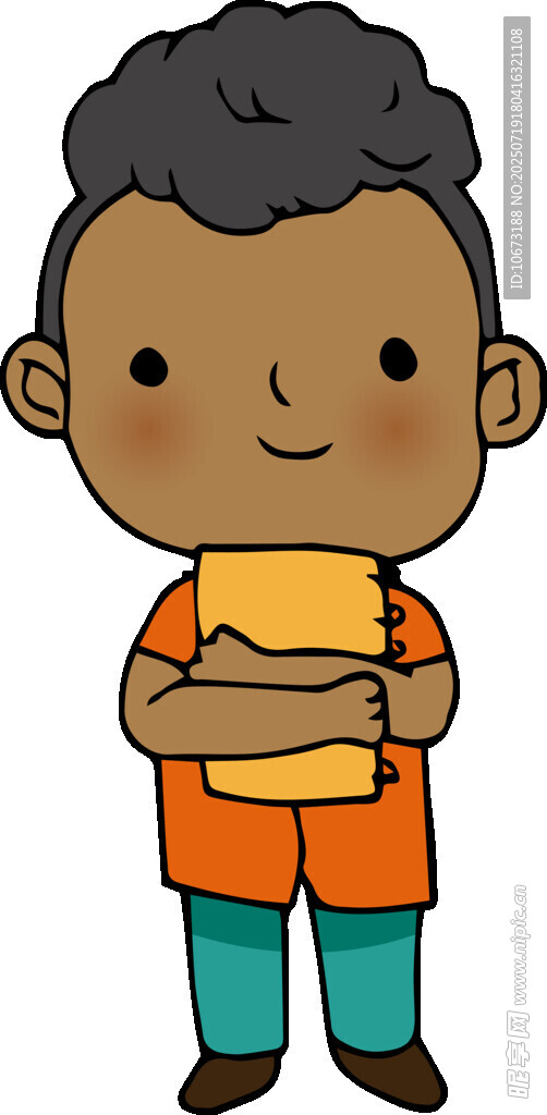 抱着书本的小男孩