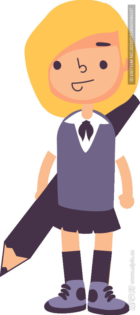 可爱女孩与文具形象