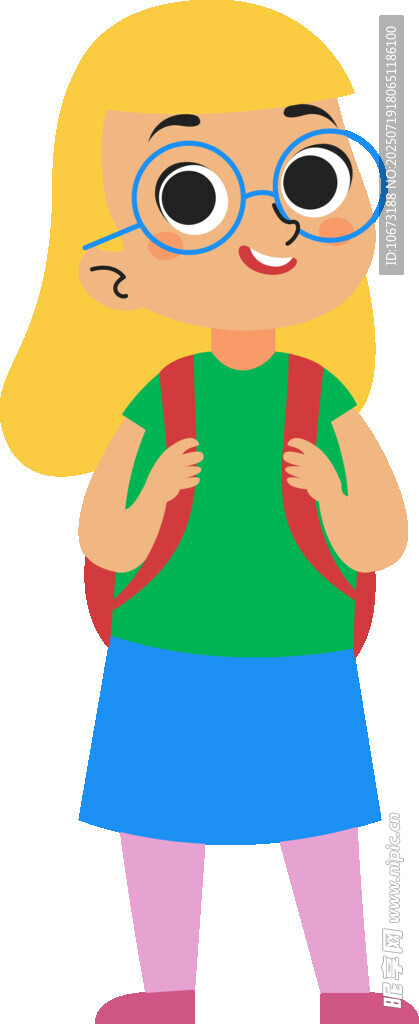 背着书包的可爱金发女孩