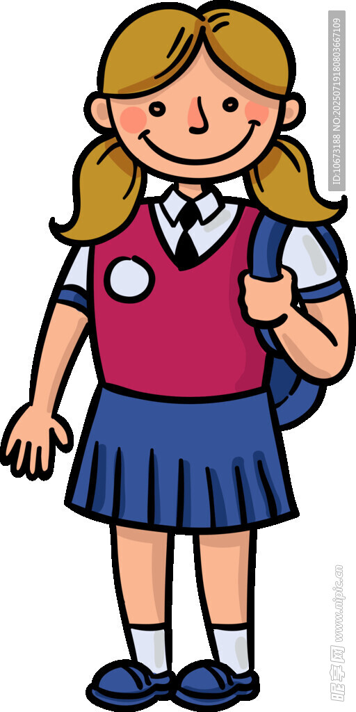 背着书包的可爱女学生