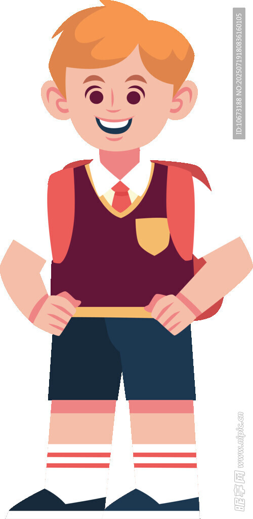 穿着校服的快乐小男孩