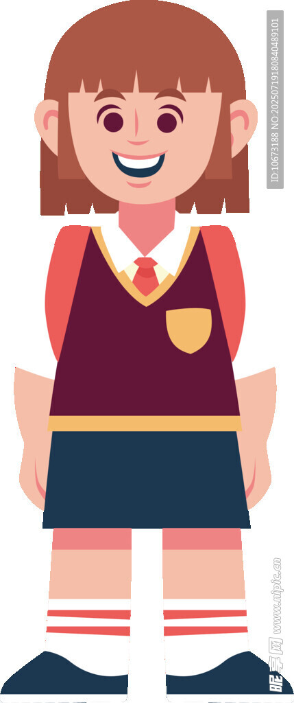 穿校服的可爱小女孩