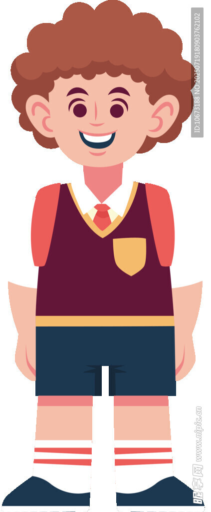 穿校服的快乐小男孩