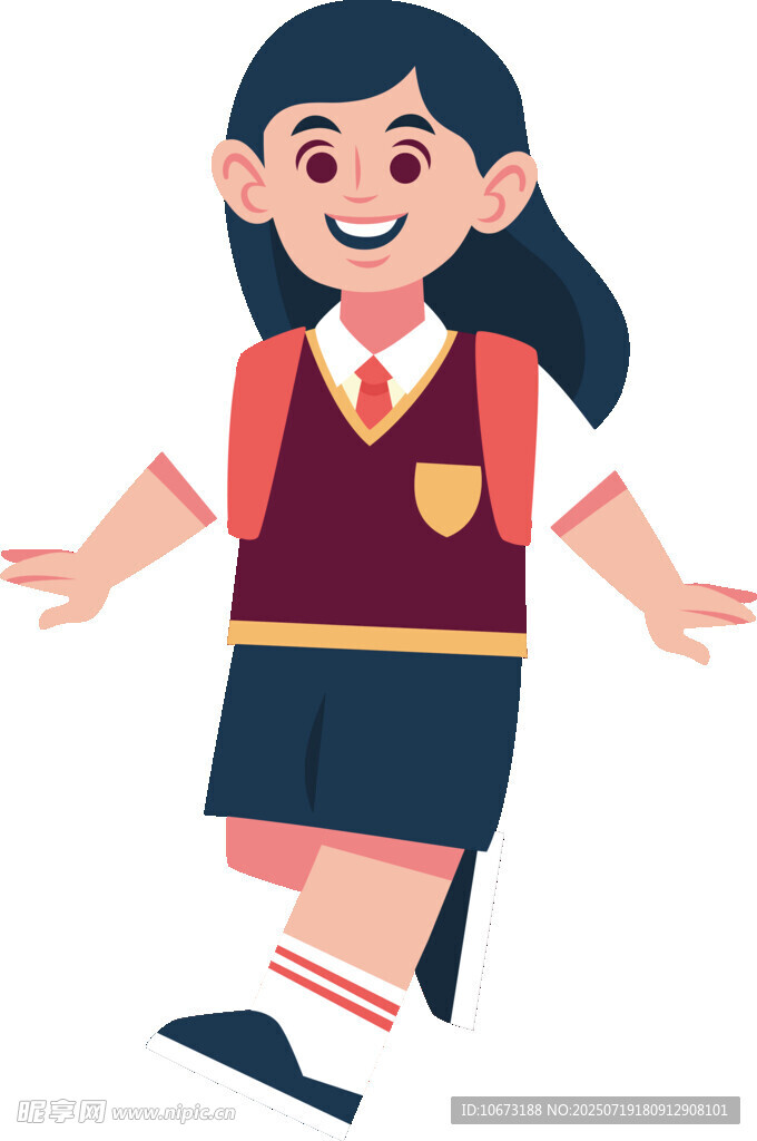 快乐上学的活力小女孩