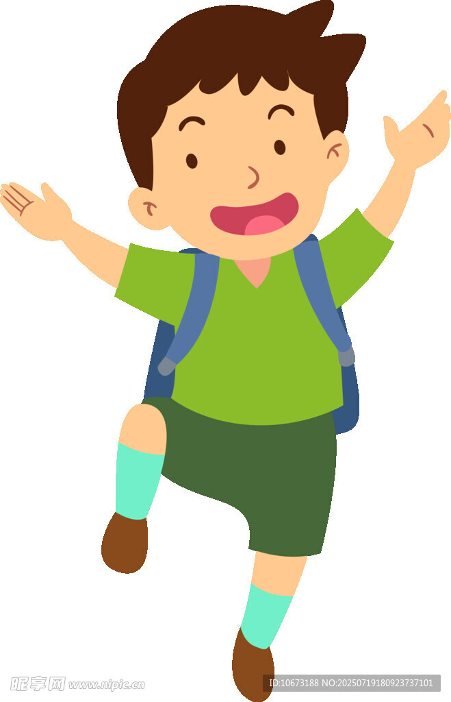快乐上学的小男孩