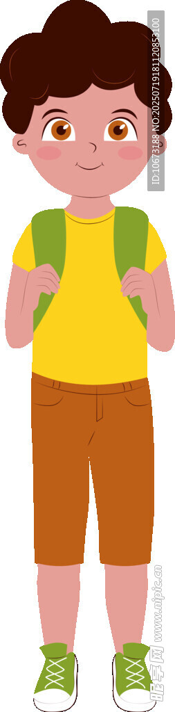 背着书包的可爱小男孩