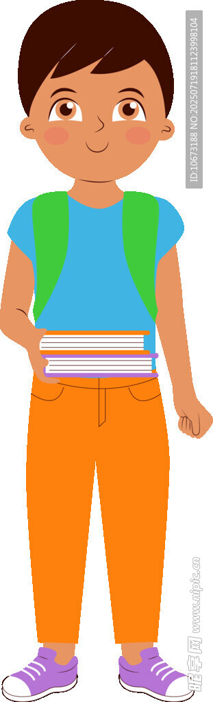 背着书包的可爱小男孩