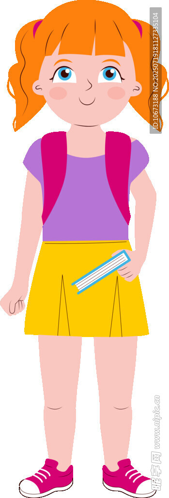 背着书包的红发小女孩
