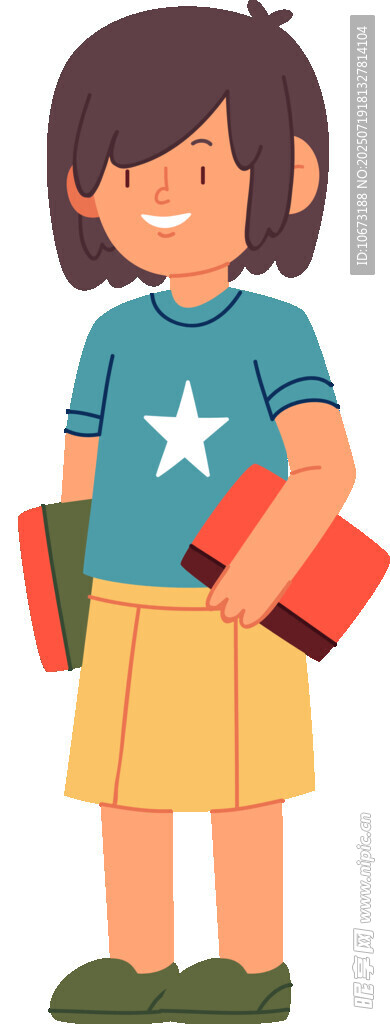 手持书本的可爱小女孩