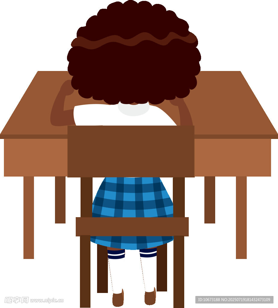 小女孩伏案背影