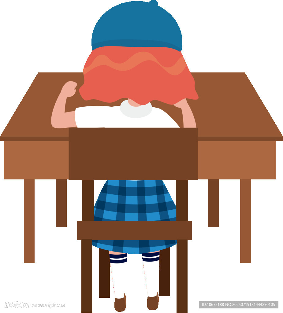 趴在课桌上休息的小女孩