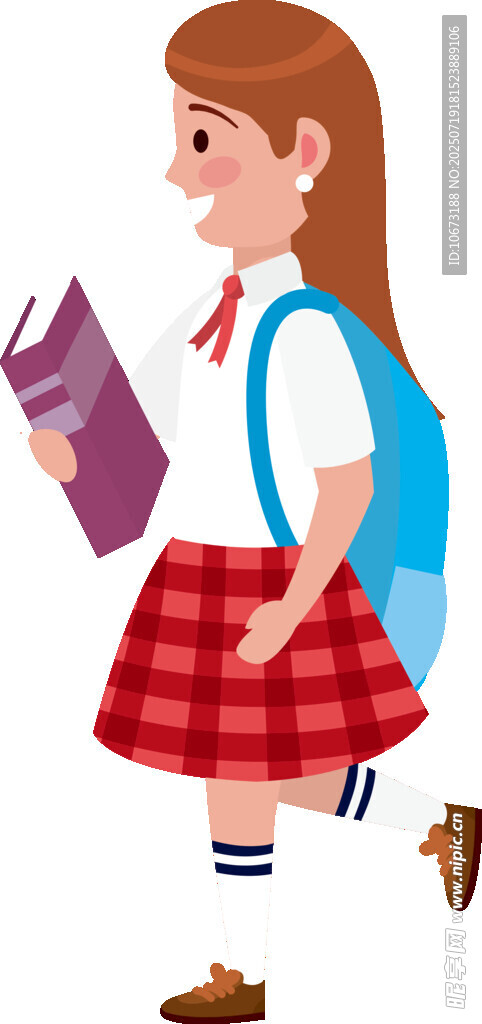 背着书包上学的小女孩