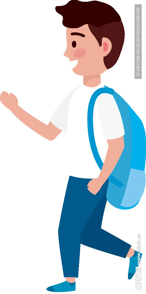 背着书包上学的男孩