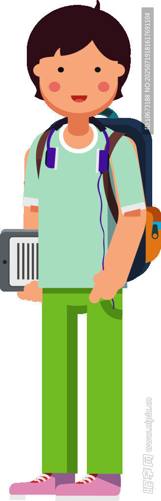 背着书包的上学男孩