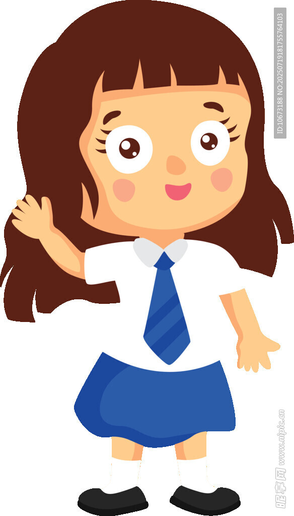 挥手的可爱女学生