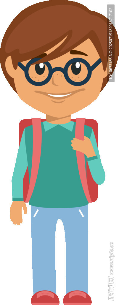 背着书包的可爱小男孩