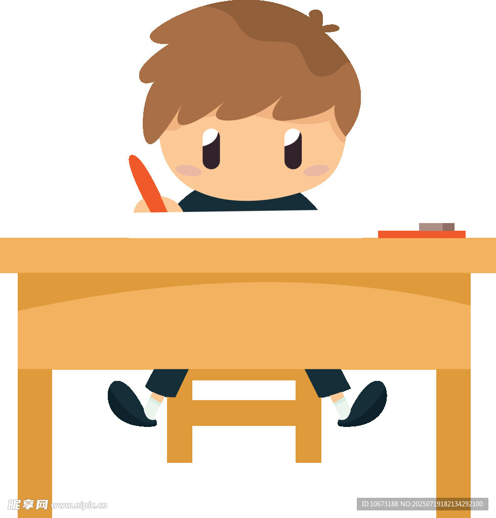 男孩专注伏案书写