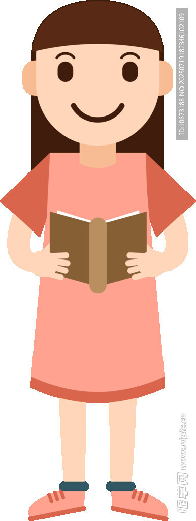 手持书本的可爱小女孩